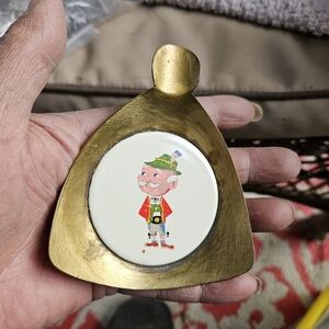 Vintage Canada Copperware Handpainted Triangular Ashtray for One